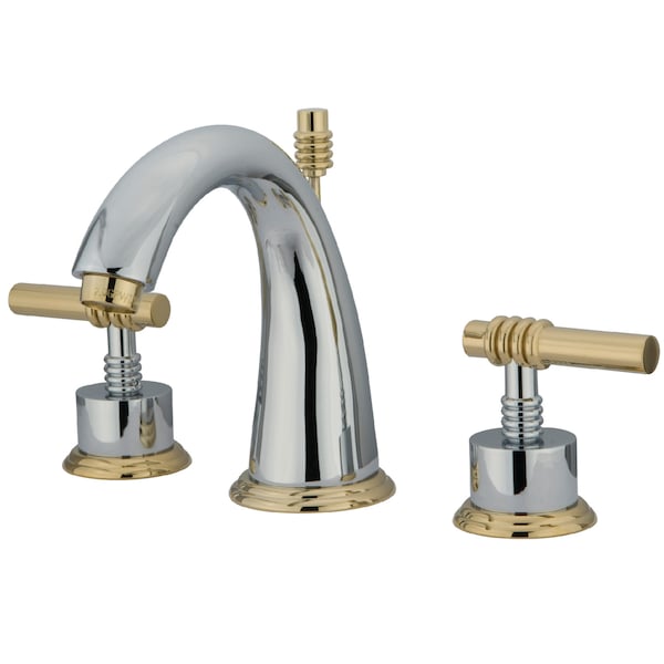 8" Widespread Bathroom Faucet, Chrome/Polished Brass